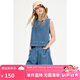 ELLE KIDS25夏季女童經(jīng)典度假風圓領(lǐng)透氣兩面穿休閑牛仔馬甲背心