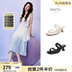 百思圖2025夏季商場(chǎng)新款時(shí)尚通勤一字拖細(xì)高跟外穿女拖鞋B5297BT5 黑色 37