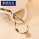 默研（MOYAN）金色民族風(fēng)吊墜項鏈女中古國風(fēng)小米珠復(fù)古串珠波西米亞彩色配飾 金色吊墜項鏈