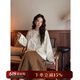 三吉黑花 新中式上衣輕國風(fēng)女裝襯衫2023新款秋冬今年流行夾棉潮 茶花白 現(xiàn)貨(48小時(shí)內(nèi)發(fā)貨) M