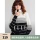 ELLE法式設(shè)計(jì)感條紋毛衣開(kāi)衫女2024秋季新款慵懶高級(jí)感毛針織衫 黑白 S