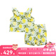 Milkbarn2025春夏新品兒童套裝女童純棉吊帶短褲童裝寶寶洋氣衣服 檸檬 90 (18-24月-參考身高80-90cm)