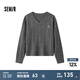 森馬（Semir）毛衣女森柔毛衫刺繡V領(lǐng)顯瘦寬松2024冬季絞花上衣復(fù)古風(fēng) 深花灰00120 170/92A/XL