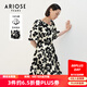 艾諾絲雅詩【商場同款】春秋季新品時尚百搭高腰純棉親膚連衣裙20719088 筆觸花卉 M
