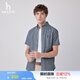哈吉斯（HAZZYS）男裝 夏款男襯衣通勤上衣千鳥(niǎo)格短袖襯衫男ATCZK1BBK73 深藍色DL 2XL (185/104A 52)
