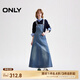 ONLY2025夏季新款復古做舊可調(diào)節(jié)背帶裙長裙連衣裙女|125142044 J34 390洗水牛仔藍 M