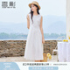 香影白月光無袖背心連衣裙女2025夏裝新款海邊度假風(fēng)肌理感收腰裙 白色 M 160/84A/95-110斤