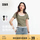 森馬（Semir）短袖t恤女短款假兩件百搭上衣25夏裝顯瘦U領(lǐng)套頭衫109325100015