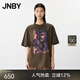 JNBY/江南布衣25夏新品T恤女小花仙客來印花直筒中袖圓領(lǐng)5P4112330 316/橄欖綠 XL