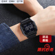 小米部依方塊夜光運動(dòng)計時(shí)電子表時(shí)尚防水鬧鐘多功能男士手表學(xué)生硅膠帶 黑色黑機 靜音防水+時(shí)尚潮流