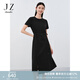 玖姿·安娜蔻通勤clean fit解構(gòu)感編織腰帶寬松連衣裙夏款 素黑 3XL