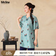 MsShe【新中式國風(fēng)套裝】大碼女裝2025夏裝胖mm提花小衫半身裙子 小衫-水霧綠色現(xiàn)貨 2XL