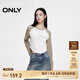 ONLY春夏設計感時尚潮流刺繡插肩長袖T恤女|124302017 A01 香草奶油白 S (160) 80A