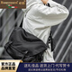 洛斯伯里品牌帆布單肩斜挎包男新款休閑百搭斜背包男士包包大容量郵差包牛津布男包 黑色-禮盒裝 37*15*30(12英寸)