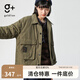 金利來(lái)（Goldlion）g+男士棉服春秋季短款翻領(lǐng)復(fù)古工裝棉衣男女同款外套新復(fù)古回潮 綠色-64 M