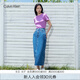 Calvin Klein Jeans夏季女士復(fù)古經(jīng)典雙后袋ck前開叉牛仔長裙半身裙40WK882 NA6-牛仔藍 M 28