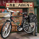 創(chuàng  )京懿選28二八大杠自行車(chē)模型擺件組裝仿真合金懷舊復古單車(chē)diy拼裝玩具 燈光版二八大杠男黑 打氣筒+公文 自行車(chē)