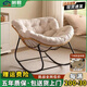 樹君藤編搖搖椅沙發(fā)躺椅家用客廳輕奢陽臺鐵藝現(xiàn)代休閑雙人坐躺椅搖椅 黑色坐墊鳥窩椅+腳踏