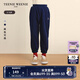 Teenie Weenie Kids小熊童裝24秋季款男童純色刺繡百搭長(zhǎng)褲衛(wèi)褲 藏青色 140 cm