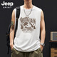 JEEP SPIRIT吉普背心男士夏季純棉寬松休閑透氣百搭潮流無(wú)袖坎肩男 白色 L