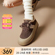 他她（TATA）厚底復(fù)古德訓(xùn)鞋女鞋加絨保暖毛毛鞋板鞋雪地靴2025春新款 深棕/淺金（絨里） 36