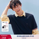 TOMMY HILFIGER【輕柔感】25夏季男純棉珠地網(wǎng)眼休閑鑲邊袖口短袖上衣T恤38630 藏青色DW5 S （推薦：120-135斤）