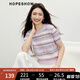 紅袖花紗甜美針織衫2025夏季新款女裝鏤空圓領(lǐng)短袖甜美氣質(zhì)百搭上衣 紫條729 M