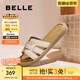 百麗（Belle）度假風(fēng)一字拖女2025夏新商場同款舒適可外穿休閑拖鞋E2T1DBT5 米色 37 (235mm)
