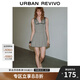 UR2025夏季新款女裝格雷系百褶翻領無袖連衣裙UWG750100 暖灰 M