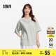 森馬（Semir）短袖T恤女中長款V領(lǐng)蕾絲繡花2025夏oversize上衣氣質(zhì)109325100033