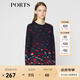 PORTS寶姿 秋冬新品女裝色塊拼接撞色毛針織衫LA9K508JKW001 丈青混色 XS
