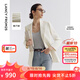 朗姿白色西服外套休閑2025年夏季新款氣質(zhì)高級感西裝女正裝職業(yè)裝 米白色 M