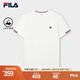 FILA 斐樂官方t恤短袖男子針織短袖衫2025夏新款時尚休閑簡約圓領(lǐng)上衣 云白-WT XL 180/100A/XL