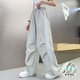 行運(yùn)龍女童褲子夏季2025新款兒童洋氣休閑褲中大童薄款速干工裝褲長褲潮 灰色 150