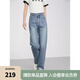 ELLE純棉牛仔藍(lán)簡約復(fù)古高腰牛仔褲女2025春季新款時(shí)尚通勤小腳褲 牛仔藍(lán) L