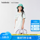 巴拉巴拉【miiiiichan IP】女童裙子兒童背帶裙2025夏牛仔假兩件 白色調00311 170
