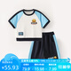 WALNUT DUCK小黃鴨2025夏季中小男女兒童撞色短袖運動套裝 藍色 100 