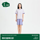 松山棉店萌寵條紋短袖短褲套裝情侶睡衣夏棉莫家居服寬松女士-紫色XL