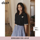 DZZIT地素連衣裙2025夏季新款復(fù)古深藍(lán)格子拼接小翻領(lǐng)短裙女3J2O4383T 深藍(lán)色（半身裙） S
