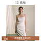 致知ZHIZHI 月當(dāng)窗 夏日抹胸裙24夏季新款女修身捏褶休閑度假 杏白茶色 M