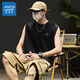 真維斯（Jeanswest）純棉背心男夏季吸汗透氣無(wú)袖t恤青少年美式潮牌健身寬松大碼坎肩 黑色(自由意志胸標) L (175) (收藏加購優(yōu)先發(fā))