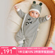 OAK FAMILY長(zhǎng)袖連體衣男女寶寶護(hù)肚爬服新生兒衣服外出服條紋印花 黑白條紋-連體衣 （不含帽子） 66cm