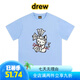 Drew Essdrew笑臉t恤十字架kitty印花多巴胺純棉短袖男女t恤寬松顯瘦半袖 三標(biāo)齊全#純棉面料螺紋領(lǐng)口【淺藍(lán)】 M （85-115斤）156-163cm