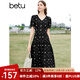 百圖betu女裝夏季新款連衣裙優(yōu)雅V領(lǐng)百搭簡(jiǎn)約X型連衣裙女2403T97 黑色 M