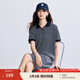 茵曼（INMAN）學(xué)院風(fēng)POLO領(lǐng)條紋T恤裙2025時尚簡約氣質(zhì)寬松中長連衣裙 寶藍條紋 S