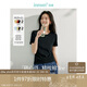 茵曼正肩女裝純色短袖t恤春夏季百搭簡(jiǎn)約基礎(chǔ)款上衣 黑色-圓領(lǐng) XL