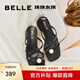 百麗（Belle）鐘楚曦同款珠珠女孩2.0拖鞋2025夏新商場款外穿拖鞋D9B1DBT5 【何超蓮同款】墨染黑-拖鞋 2.0 37 (235mm)