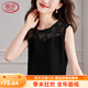 浪莎（LangSha）高檔真絲緞面蕾絲內(nèi)搭吊帶背心女夏外穿2025新款無袖西裝打底上衣 黑色 XL