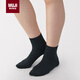 MUJI男女通用 合腳直角 襪口無(wú)橡筋 寬羅紋短襪 黑色 均碼 23-25cm