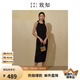 致知ZHIZH【白瓷裙】白色連衣裙女新款夏季掛脖氣質(zhì)法式收腰長裙 黛黑色（裙） M